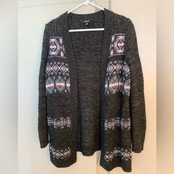 Torrid Fair Isle Open Knit Longline Cardigan Torrid Size 0 - Picture 4 of 8